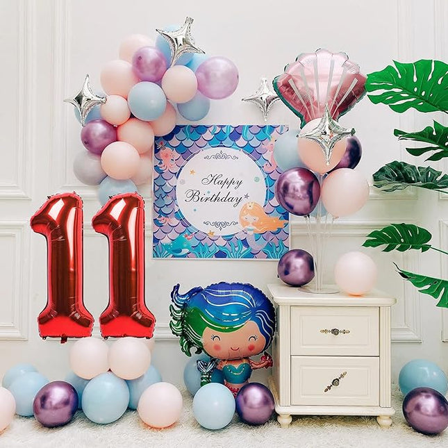 Smlpuame 40 inch Number Balloon 0-9 Red Large Number 11 Balloons,Digital Balloons for Birthday Party Celebration Decorations Supplies, Helium Foil Number Balloons for Wedding Anniversary