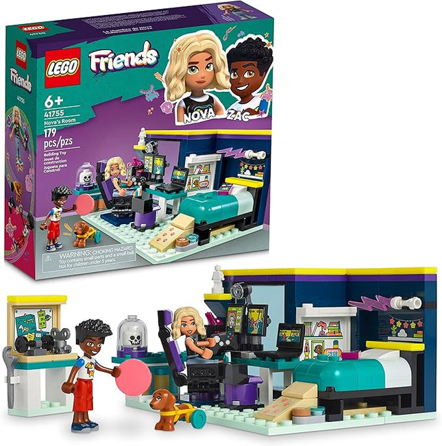 LEGO Friends Nova's Room Gaming Themed Bedroom Playset 41755, Collectible Toy with Zac Mini-Doll and Pickle The Dog, Small Gift Idea for Kids 6 and Up
