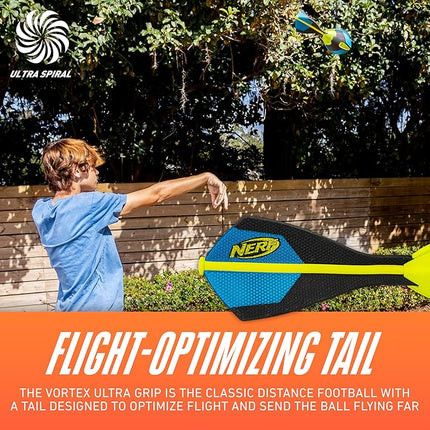 Nerf Vortex Ultra Grip Football, Designed for Easy Catching, Howling Whistle Sound, Distance-Optimizing Tail, Water-Resistant, All-Weather Play