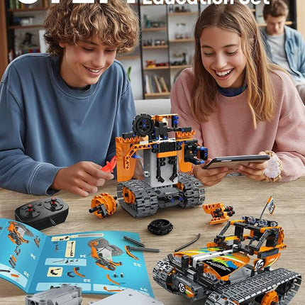 5 in 1 STEM Remote Control Building Kit, 392Pcs Blocks Erector Projects Set Toys for Kids Age 8-12, Build a Tank/Robot/AVT DIY Science Educate 6 7 9 10 11 Years Old for Boys & Girls Gift Ideas