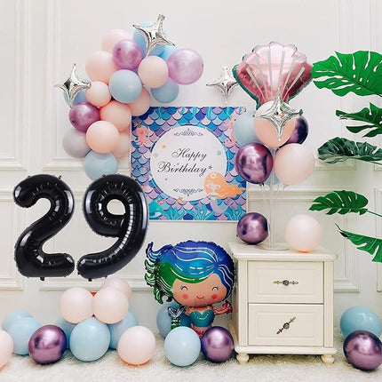 Smlpuame 40 inch Number Balloon 0-9 Black Large Number 29 Balloons,Digital Balloons for Birthday Party Celebration Decorations Supplies, Helium Foil Number Balloons for Wedding Anniversary