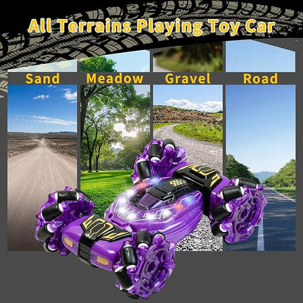 GRANTLEY Gesture Sensing RC Stunt Car - 4WD 2.4GHz Remote&Hand Control Gesture Sensing Car, Double Sided 360° Rotating Off Road Twist Cars with Lights & Music, Gift for Boys Girls