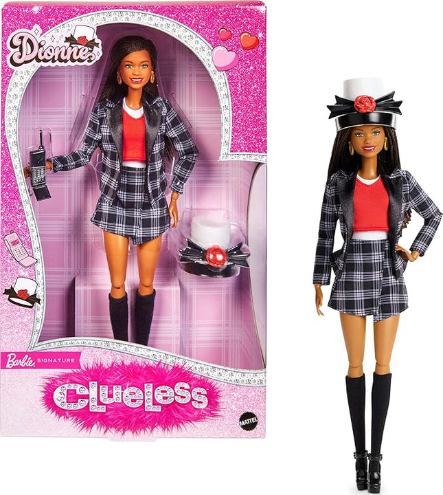 Barbie Signature Doll, Clueless Dionne Collectible with Black-and-White Plaid Suit, Top Hat, & Cell Phone Accessory