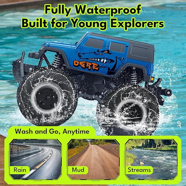 Threeking 1:16 Waterproof Monster Truck SUV Toys RC Cars Remote Control Car Truck Toys 4WD All Terrain Off-Road Car Toy Gifts Presents 6 7 8 9 10 11 12 Year Old Kids Boys Girls Toys