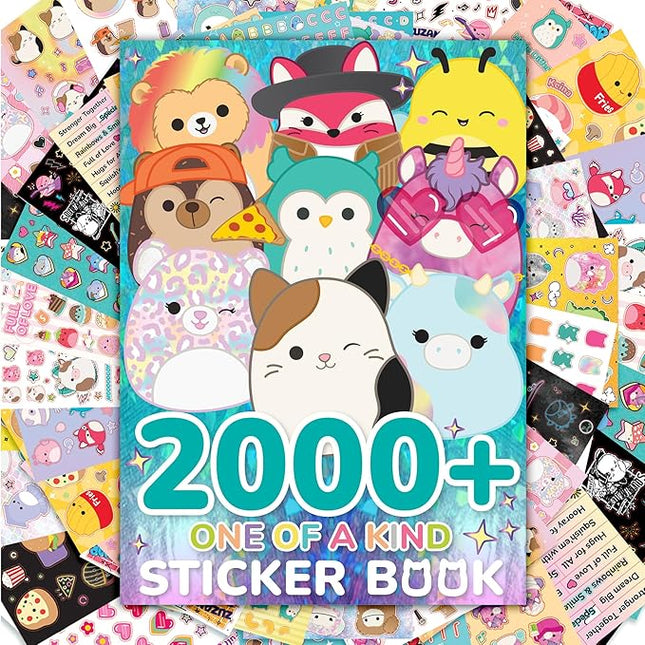 Original Squishmallows 2000+ One of a Kind Sticker Book, 43 Sticker Sheets, Kawaii Squishmallows Stickers for Water Bottle, Notebooks, Party Favor Bags, Cute Stickers & Sticker Books for Kids Ages 4-8