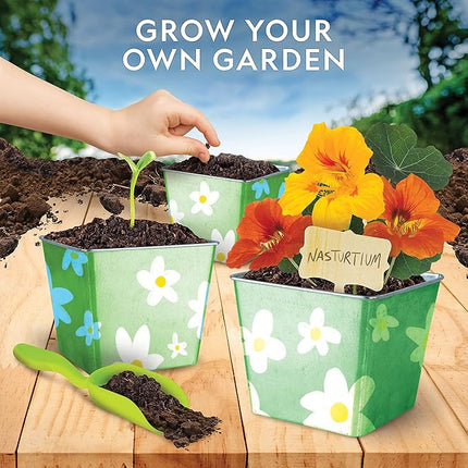 National Geographic Herb Growing Kit - Decorate 3 Pots with Paint and Stickers, Kids Gardening Set, Arts and Crafts for Kids Ages 8-12, Garden Kit, Outdoor Toys