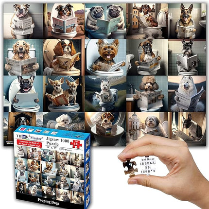 Think2Master Funny Dogs 1000 Pieces Jigsaw Puzzle Featuring heartwarming Puppies and Dogs. Fun for Teens, Seniors & Families. Great Gift for Kids Ages 13+ Size: 26.8” x 18.9