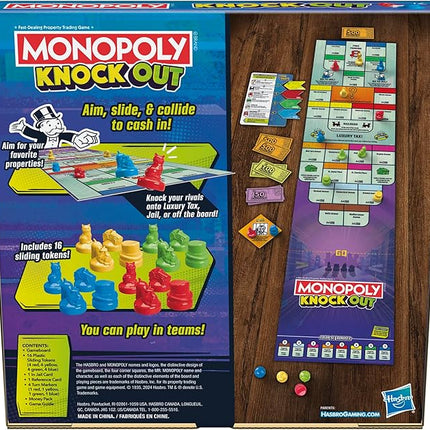 Monopoly Knockout Board Game | 2-8 Players | 20 Mins. Average | Quick-Playing Family Games for Kids, Teens, and Adults | Ages 8+