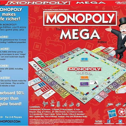 Monopoly The Mega Edition by Winning Moves Games USA, a Bigger and Faster Version of Monopoly with The Speed Die for 2 to 8 Players, Ages 8 and up (1104)
