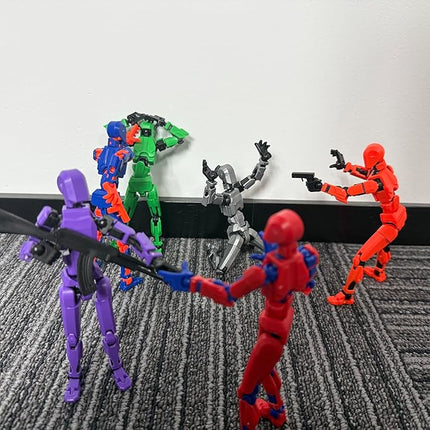 (Assembly Completed) 6 Packs T13 Action Figure Set, 3D Printed ActionFigure Toy Gifts for Kids, Dummy 13,Robot 13 Action Figure Full Body Mechanical Doll Christmas Birthday Gift for Boys Girls