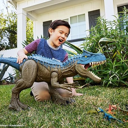 Mattel Jurassic World Super Colossal Allosaurus Action Figure, Extra Large Dinosaur Can Swallow 20 Mini Figures, 38-inch Long XL Action Play Toy