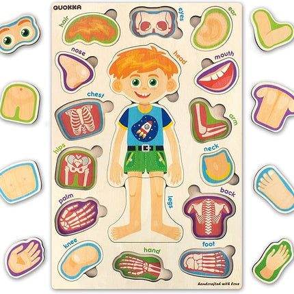 QUOKKA Puzzles for Kids – Montessori Puzzles for Toddlers 3-5 – Preschool Game Learning Human Body Parts Anatomy Skeleton – Educational Toys for Boy & Girl