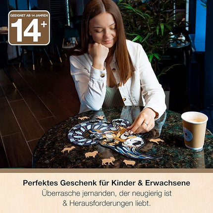 EWA Home Décor – Lion Medium 100 Pieces – Wooden Jigsaw Puzzle for Adults – Perfect for Artistic Home Decoration and Mindful Relaxation