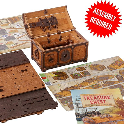 WOODEN.CITY Puzzle Box Treasure Chest - Assemble and Solve Riddles for a Unique Escape Room Experience - Wooden Clue Box Perfect Unique Gift Box - Made in EU