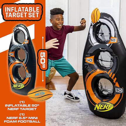 NERF Inflatable Target Set - Proshot Kids Football Blaster Game Set - 50" Standing Pop Up Target, Black/Orange/Gray
