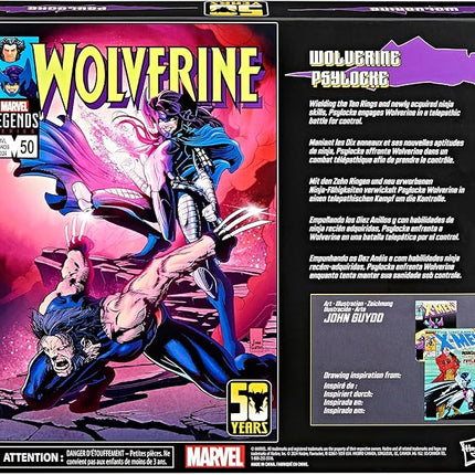 Marvel Legends Series Wolverine and Psylocke, 50th Anniversary Comics Collectible 6-Inch Action Figure 2-Pack