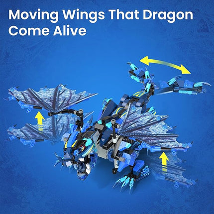 Sillbird Dragon Building Kit with Remote Control Stem Gifts for Kids Boys Ages 8-12, Technic Buildable Coding Toys for Birthday with 549 Pieces