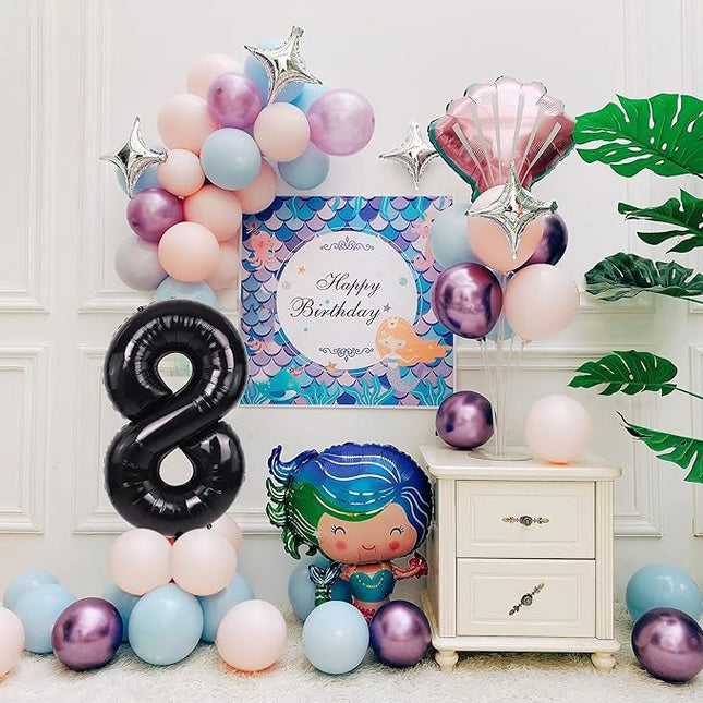 Smlpuame 40 inch Number Balloon 0-9 Black Large Number 8 Balloons,Digital Balloons for Birthday Party Celebration Decorations Supplies, Helium Foil Number Balloons for Wedding Anniversary