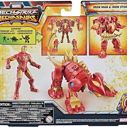 Marvel Mech Strike Mechasaurs, 4-Inch Iron Man with Iron Stomper Mechasaur Action Figures, Super Hero Toys for Kids Ages 4 and Up