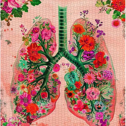 Flower Organs Jigsaw Puzzle Vintage Lungs Floral 1000 Pieces Puzzles Game Human Anatomy Jigsaw Puzzles for Adults Home Decor DIY Craft Puzzle Gift for Friends and Family 20 x 27 Inch