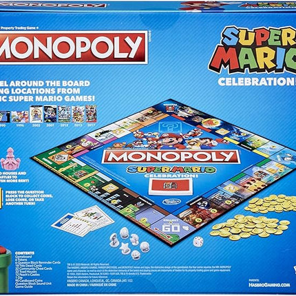 Monopoly Super Mario Celebration Edition Board Game for Super Mario Fans for 4 Players Ages 8 and Up, with Video Game Sound Effects