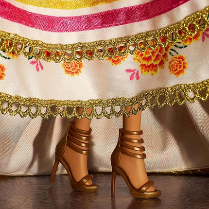 Barbie Signature Doll, Día De Muertos 2025 Collectible in Ruffled Cream Gown Trimmed with Marigolds and Ribbon, Flower Crown and Calavera Face Paint