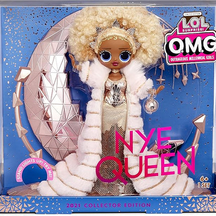L.O.L. Surprise! Holiday OMG 2021 Collector NYE Queen Fashion Doll with Gold Fashions, Accessories, New Year's Celebration Outfit, Light Up Stand– Gift for Kids & Collectors, Toys Girls Ages 4 5 6 7+
