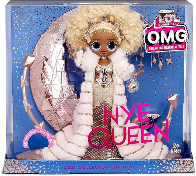 L.O.L. Surprise! Holiday OMG 2021 Collector NYE Queen Fashion Doll with Gold Fashions, Accessories, New Year's Celebration Outfit, Light Up Stand– Gift for Kids & Collectors, Toys Girls Ages 4 5 6 7+