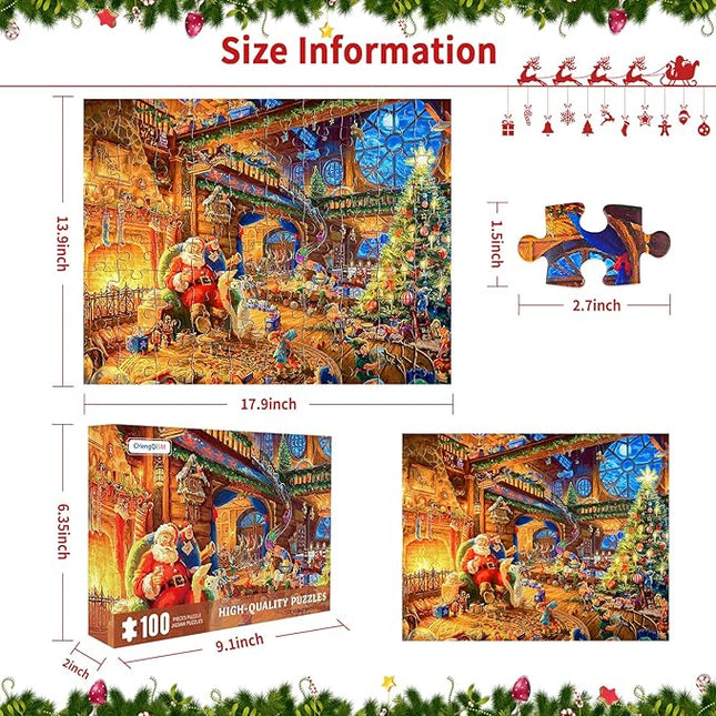Christmas Puzzle 100 Piece Puzzles for Kids Christmas Puzzle 100 Piece Puzzle Santa Claus Puzzles 100 Piece Puzzles for Adults Christmas Puzzles Santa's House 100 Piece Puzzles for Kids Ages 6-10