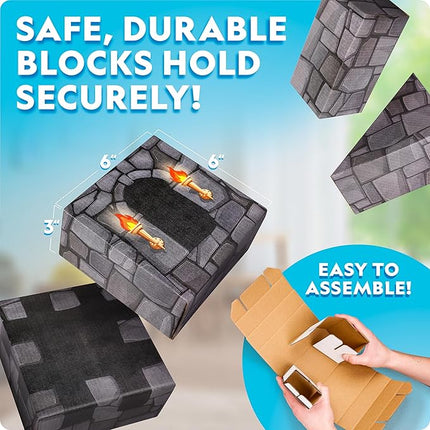 National Geographic Jumbo Cardboard Building Blocks – 30-Pc. Extra-Thick Cardboard Bricks for Kids, Build a Castle Play House, Indoor Playhouse, Large Building Blocks, Kids Giant Blocks