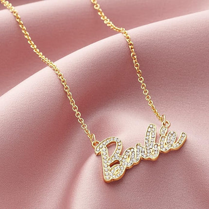 Barbie Crystal Script Logo Necklace