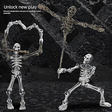 6 Pack T13 Action Figures Set, Titan 13 Skeleton Action Figure, Dummy 13 with Multi-Jointed Movable Limbs, Halloween Miniatures 3D Printed Poseable Skeleton Decor