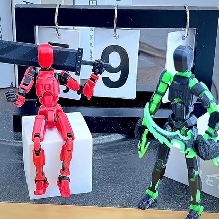 2 Packs T13 Action Figure Set (Assembly Completed) - Titan 13 Robot Movable, 3D Printed Articulated, Full Body Mechanical Doll - Christmas Birthday Gift for Kids Adult (R+G)
