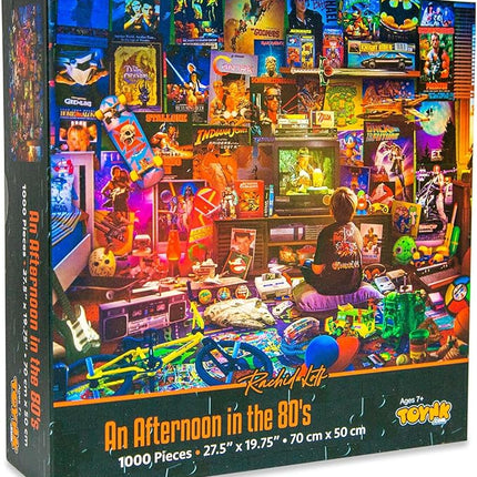 an Afternoon in The 80s Retro 1000-Piece Jigsaw Puzzle by Rachid Lotf | Brain Teaser Activity for Kids and Adults | 28 x 20 Inches