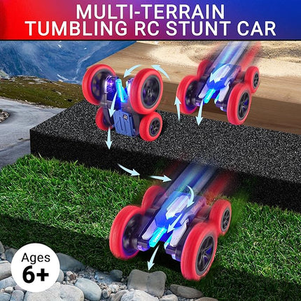 Force1 Tornado+ Remote Control Car for Kids- Double Sided Fast RC Cars with LED Interactive Display, 4WD Off-Road Stunt Car 360 Flips, All Terrain Tires, RC Crawler Rechargeable Battery, 2.4GHz Remote