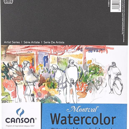 Canson Artist Series Montval Watercolor Paper, Wirebound Pad, 9x12 inches, 12 Sheets (140lb/300g) - Artist Paper for Adults and Students - Watercolors, Mixed Media, Markers and Art Journaling