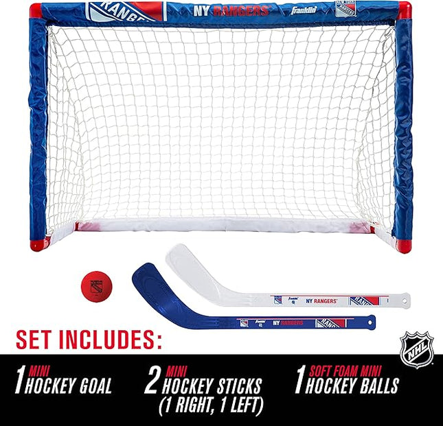Franklin Sports NHL Mini Hockey Set - Kids Indoor Knee Hockey Goal, Ball, + 2 Stick Combo - Youth Team Indoor Toy Set - Official - Ages 3+