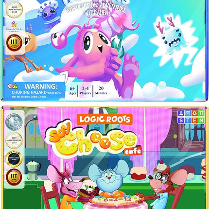 Addition and Subtraction Games - Pack of 2, Cloud Hoppers &Say Cheese Cafe, Math Board Games and STEM Toys for 5-9 Year Olds, Gift for Kids (Girls & Boys), Homeschoolers, Grade 1 & Up