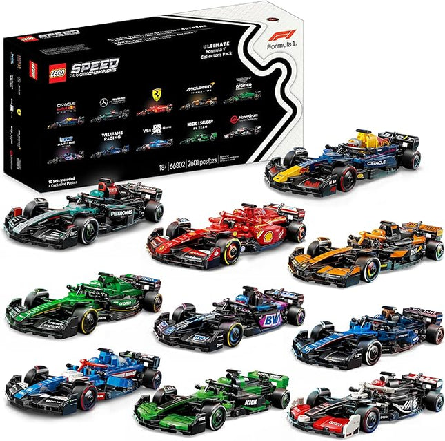 LEGO Speed Champions Ultimate Formula 1 Collector's Pack - Contains 10 Sets in 1 - Includes Exclusive Poster - Collectible F1 Model Car Kit - Gift for Christmas - 66802