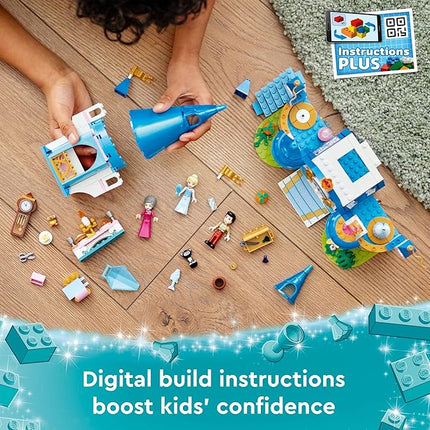 LEGO Disney Princess Cinderella and Prince Charming's Castle 43206 Doll House, Buildable Toy with 3 Mini Dolls, Plus Gus Gus and Lucifer Figures