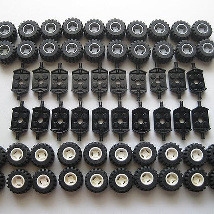 LEGO City - Wheel, Tire and Axle Set - Black, White, and Light Gray, 100 Pieces Total