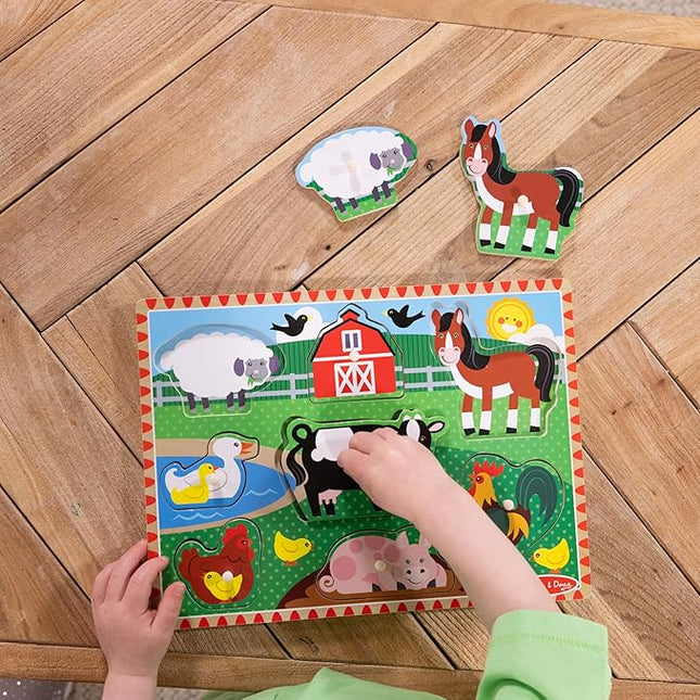 Melissa & Doug Farm Wooden Peg Puzzle (8 pcs)