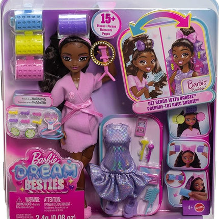Barbie Dream GET Ready Brooklyn” Fashion Doll with Stylized Hair, Including Surprise Hair Accessories & 15+ Looks