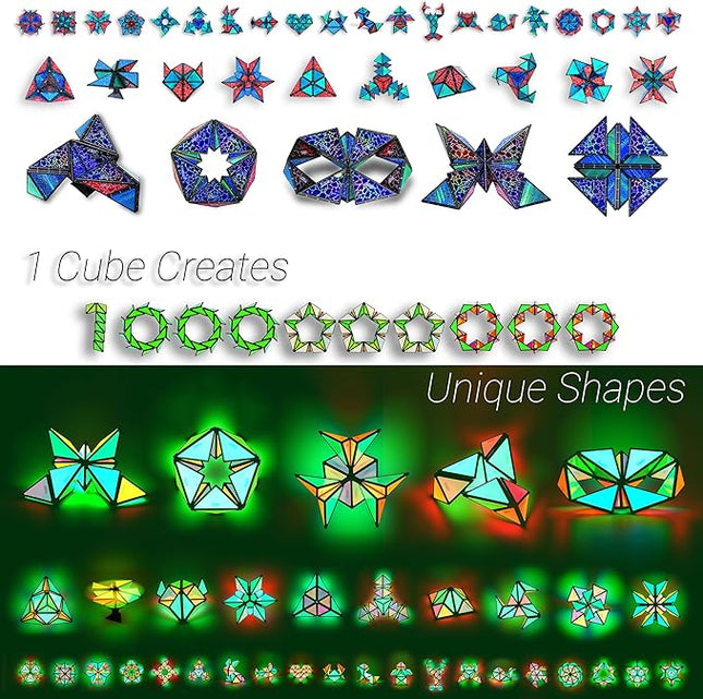 TOSY Magnet Pyramid Stone - 1 Cube Transforms into 1 Billion Shapes, 12 Pieces, 243 Rare Earth Magnets, Holographic Design Magnet Tiles Creative Puzzle STEM/STEAM Toy, 3-Pack