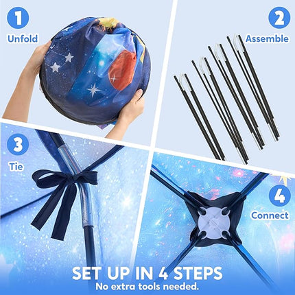 JOYIN Rocket Ship Play Tent for Kids – Glow-in-The-Dark Space Tent with Starry, Astronaut Spaceship Foldable Playhouse for Boys & Girls, Indoor Outdoor Kids Pop-up Play House, Toddler Birthday Toy