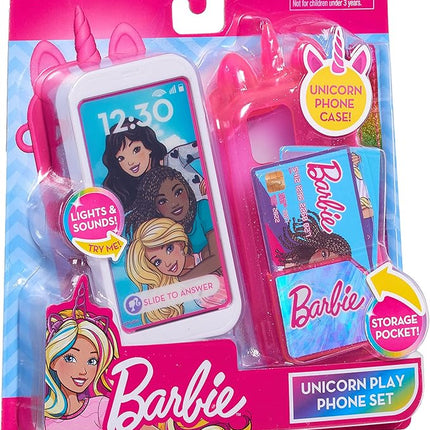 Barbie Unicorn Play Phone Set with Lights and Sounds, Unicorn Phone Case and Wristlet, Toy Cell Phone for Kids, Kids Toys for Ages 3 Up by Just Play
