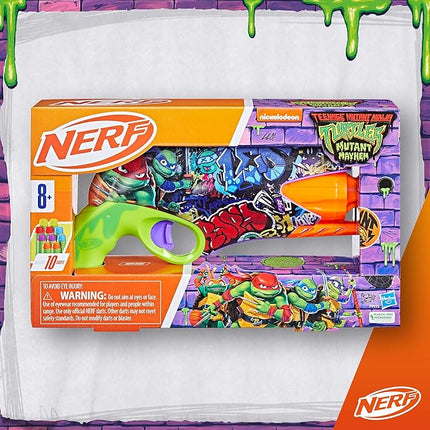 Nerf Teenage Mutant Ninja Turtles Blaster, 10 Elite Darts, Toy Foam Blasters, Ages 8 and Up
