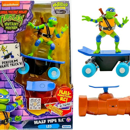 Teenage Mutant Ninja Turtles Toy, Leonardo Half Pipe RC Skate Vehicle, 2.4 GHz Skateboard Controller, Mutant Mayhem TMNT Remote Control Toy for Kids, Ages 3+
