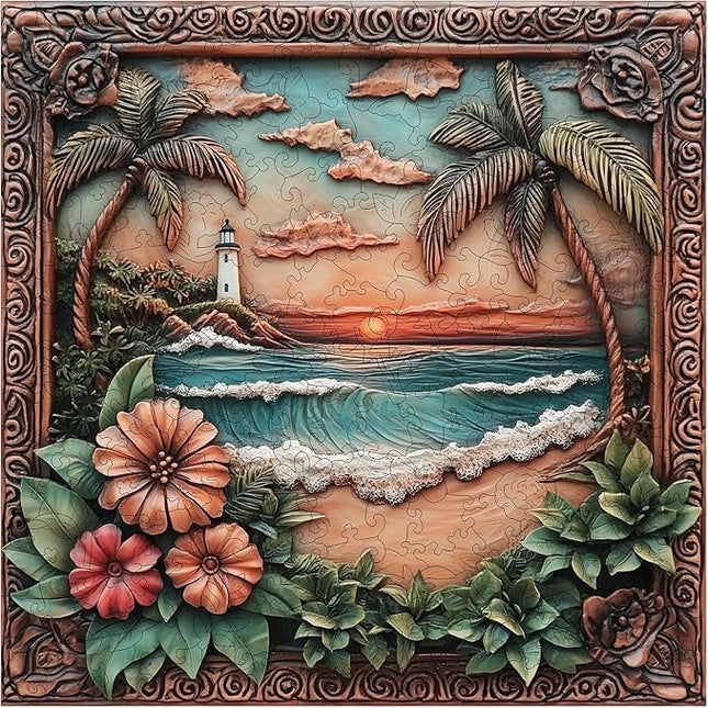 Wooden Puzzles for Adults 500 Pieces, Lighthouse Wooden Jigsaw Puzzles, Adult Puzzles Wooden Toys Home Decor Gift Family Brain Game for Men Women Elders Seniors, 15.9x15.9 inch