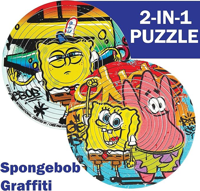 Spin Flip Puzzle: Spongebob Graffiti, 12 Rings, 3D Puzzle, Challenging, Fun, Interactive Brain Teaser for Kids and Adults, Stimulates Creativity